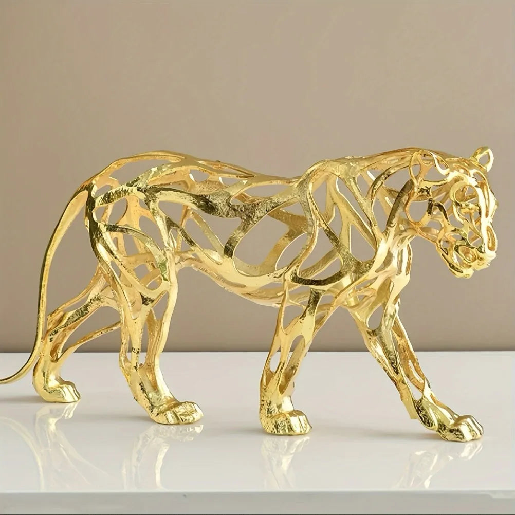 Escultura Leopardo em Metal