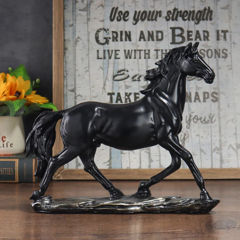 Escultura de Cavalo de Resina Vintage Estilo Chinês
