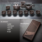 Conjunto de Chá Kung Fu Yixing com Bandeja de Madeira