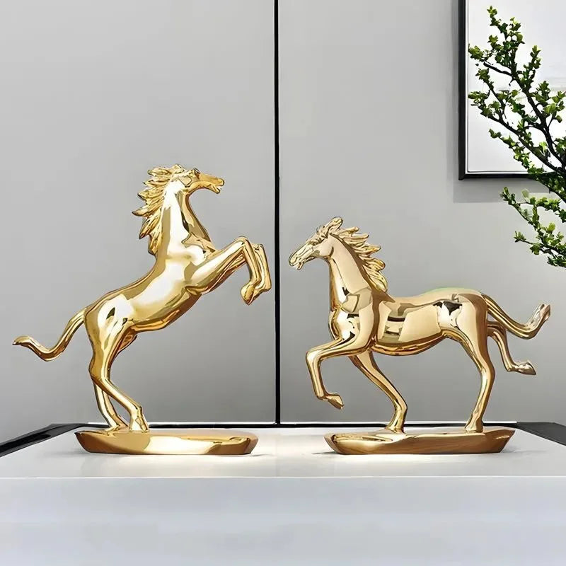Escultura de Cavalo em Resina Eletrogalvanizada