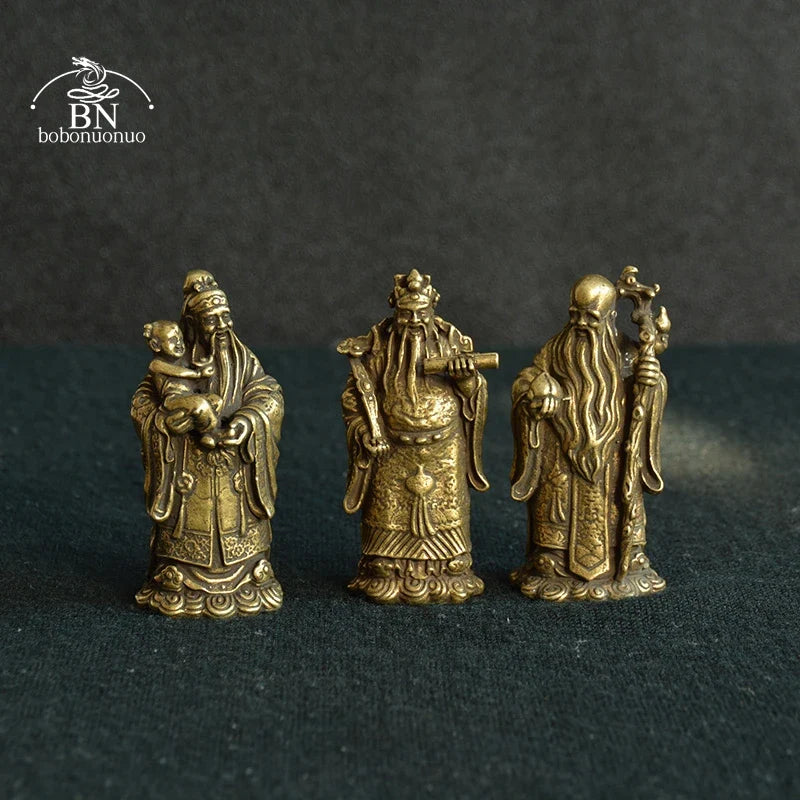 Miniatura Três Deuses Chineses em Cobre