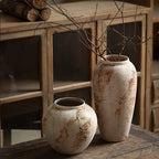 Vaso de Cerâmica Moteado Branco Retrô Elegante