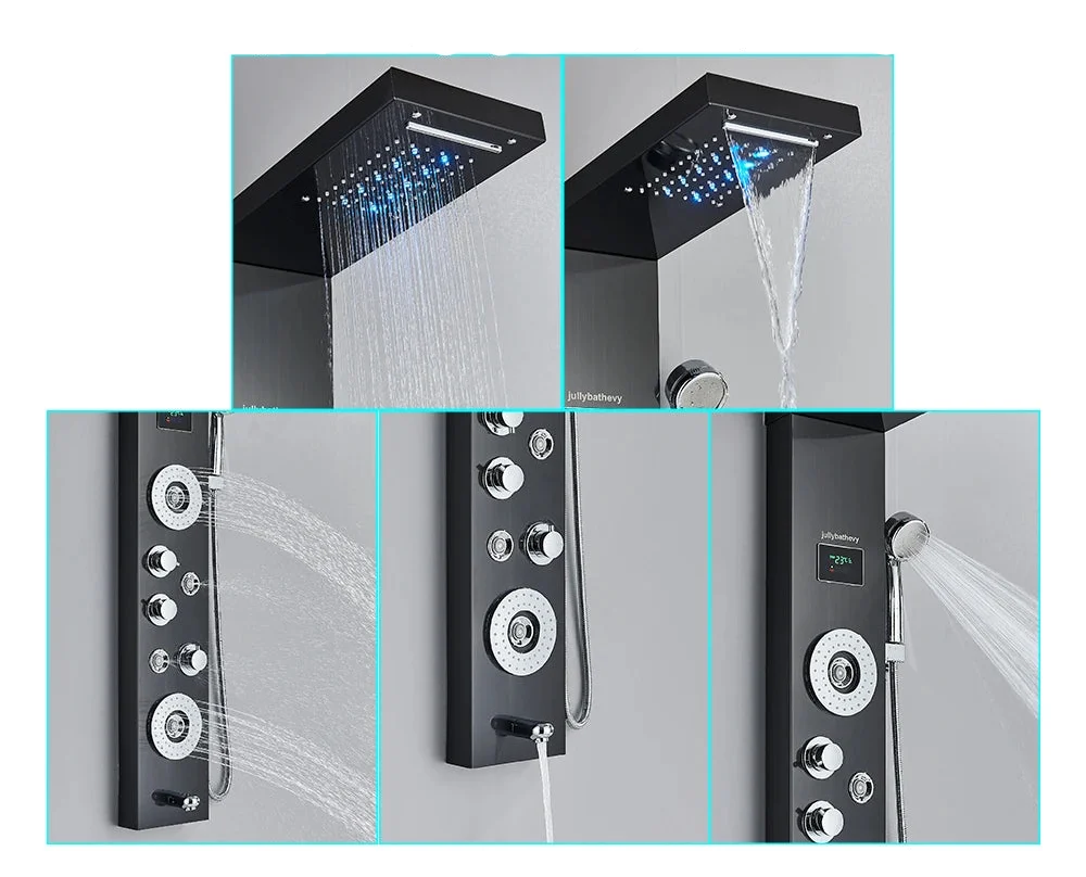 Painel de Chuveiro LED com Massagem e Display Digital