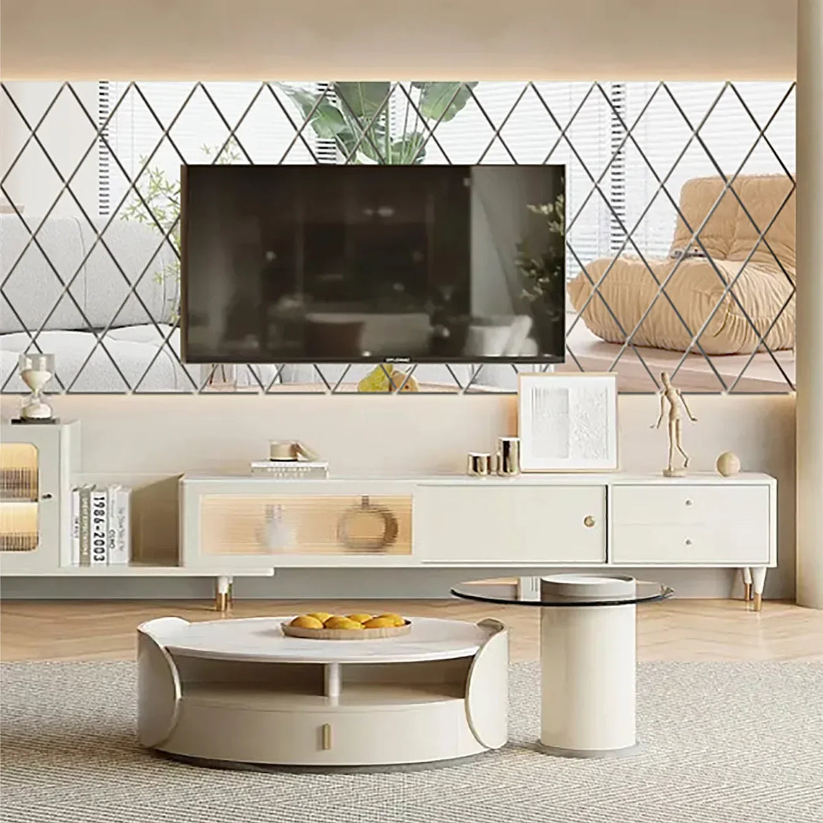 Espelho 3D Acrílico Auto-Adesivo para Decoração de Parede
