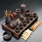 Conjunto de Chá Kung Fu Yixing com Bandeja de Madeira