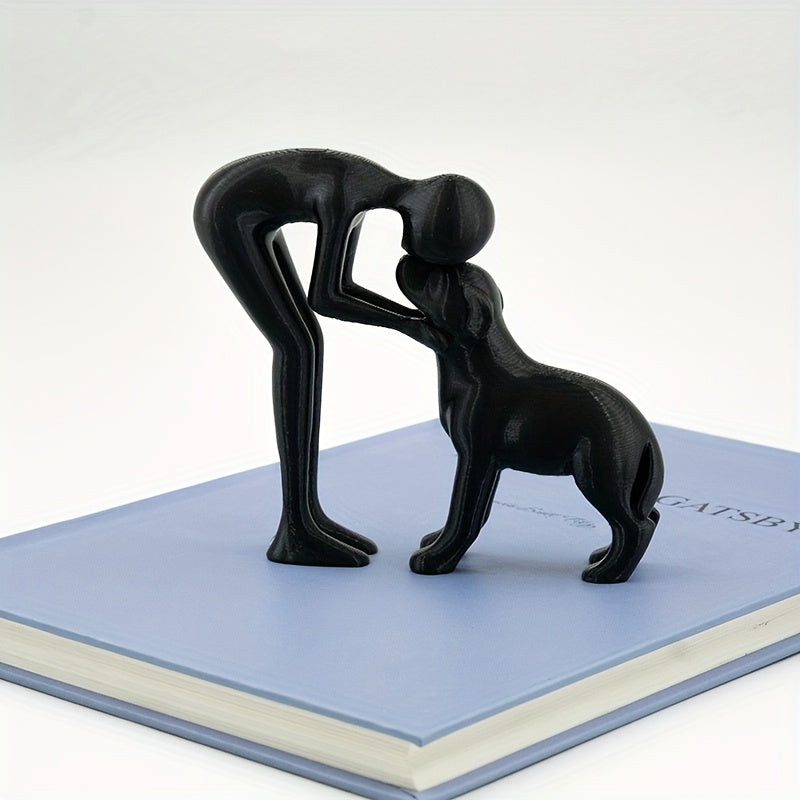 Escultura Minimalista de Amizade Humano e Cão
