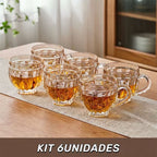 Conjunto de Xícaras Âmbar Luxo Cristal Dourado 260ml