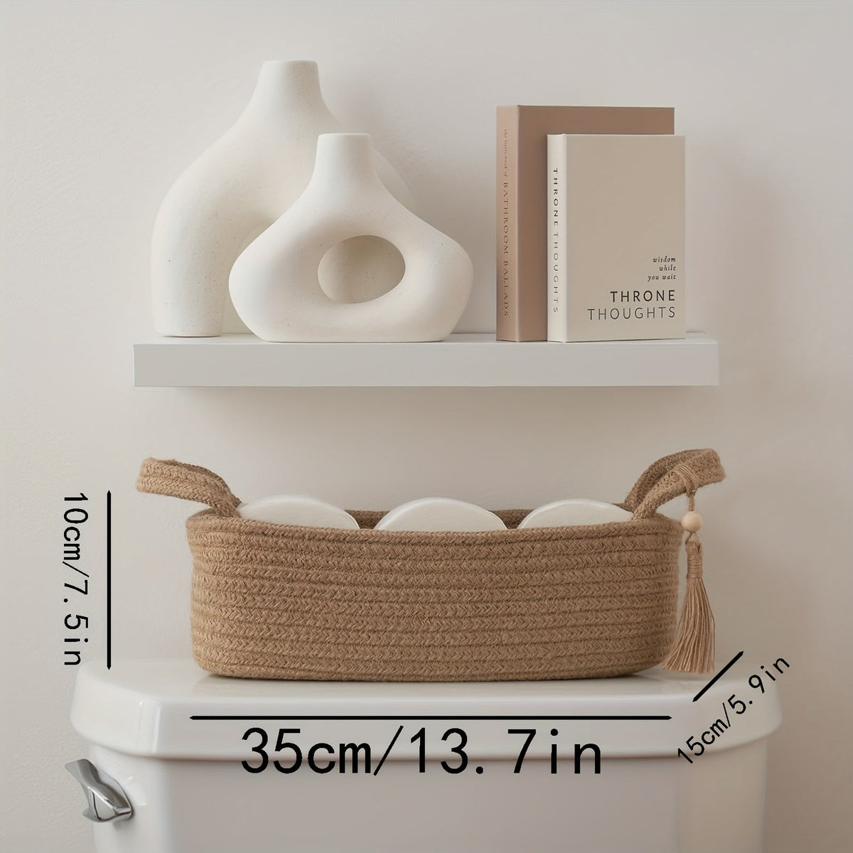 Cesta Decorativa Boho com Tassel para Papel Higiênico