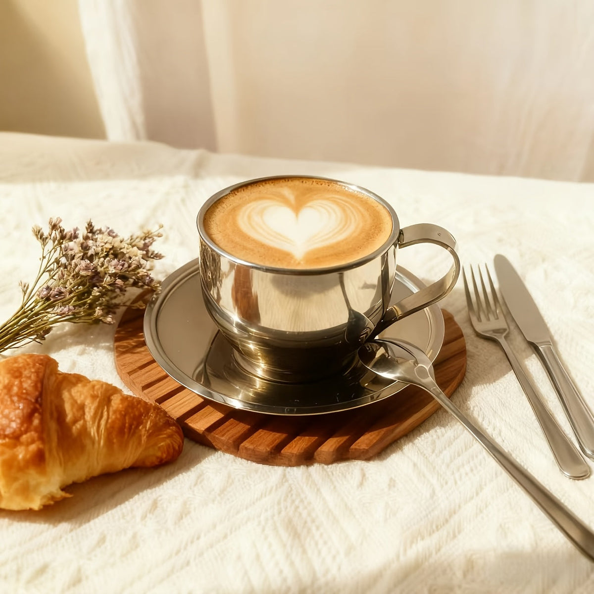 Conjunto de 3 Xícaras de Café em Aço Inoxidável 304 com Isolamento Duplo
