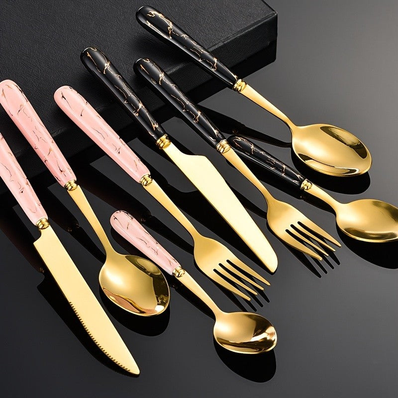 Conjunto de Talheres de Aço Inoxidável Luxo 24 Peças