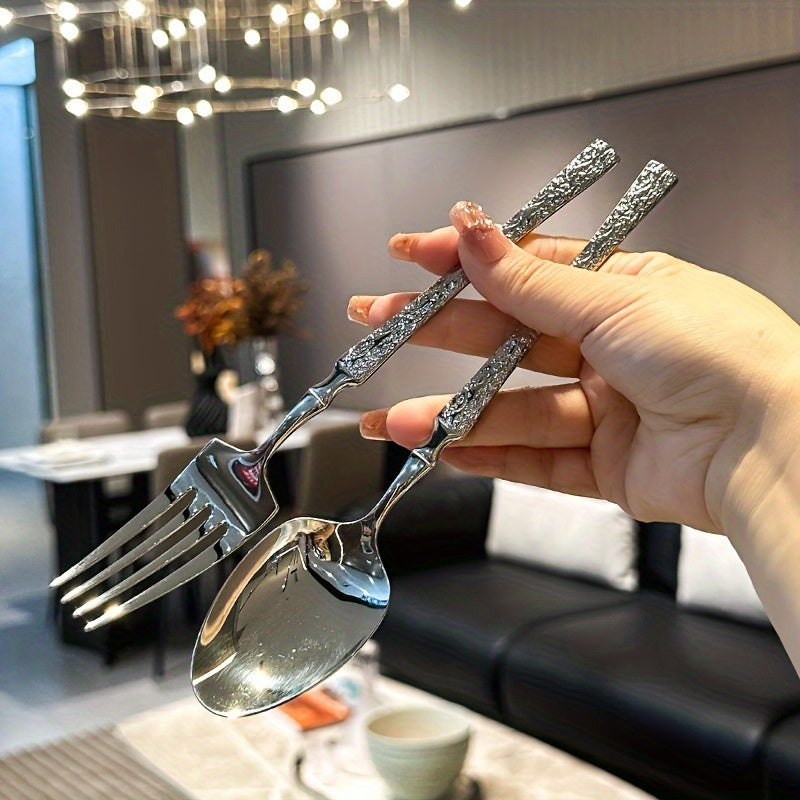 Conjunto de Talheres Martelados em Aço Inox