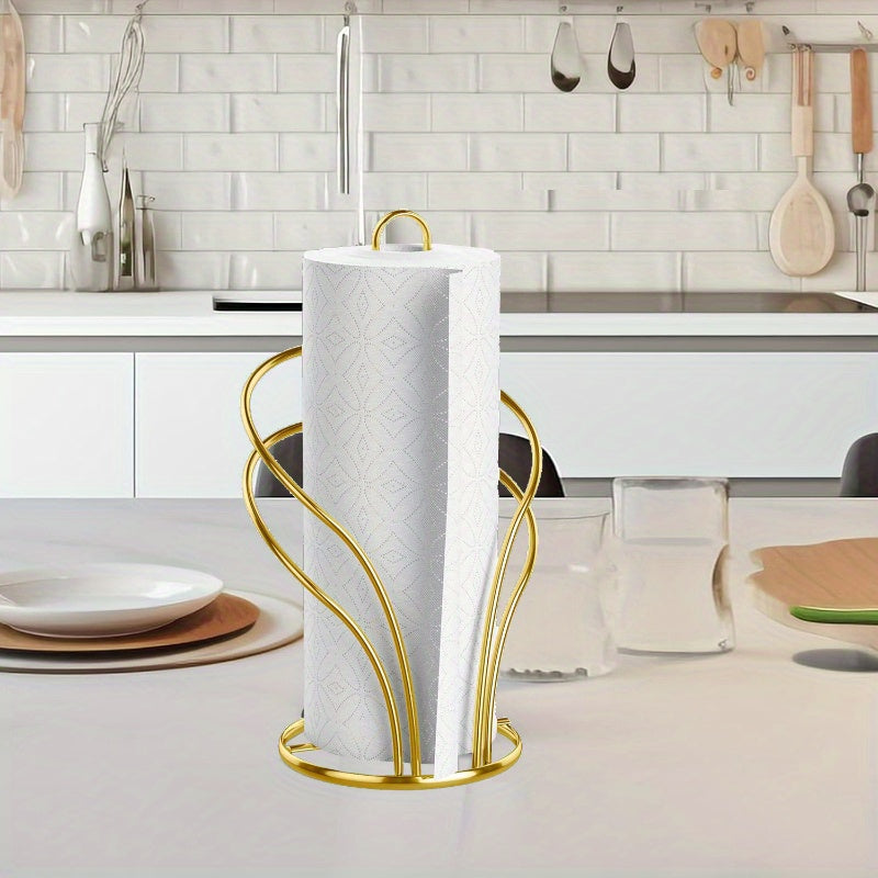 Porta-Toalhas de Papel Dourado com Base Pesada