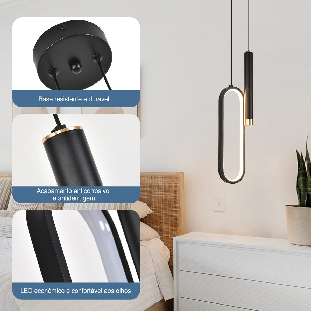 Luminária Pendente Oval Moderna LED 20W