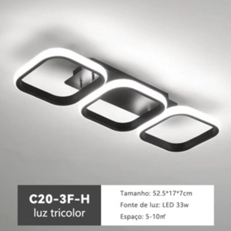Luminária de Teto LED Triangular Moderna com Temperatura Ajustável