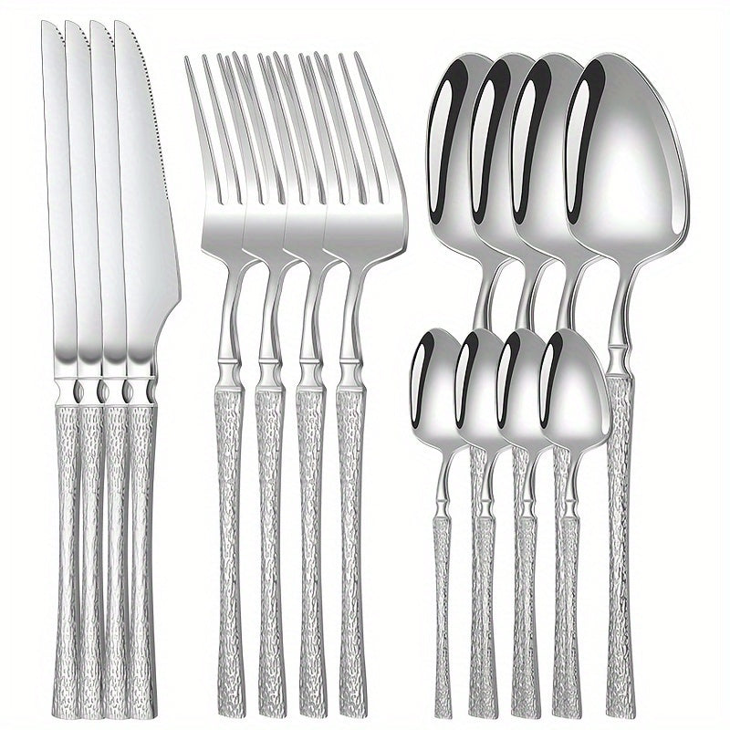 Conjunto de Talheres Martelados em Aço Inox