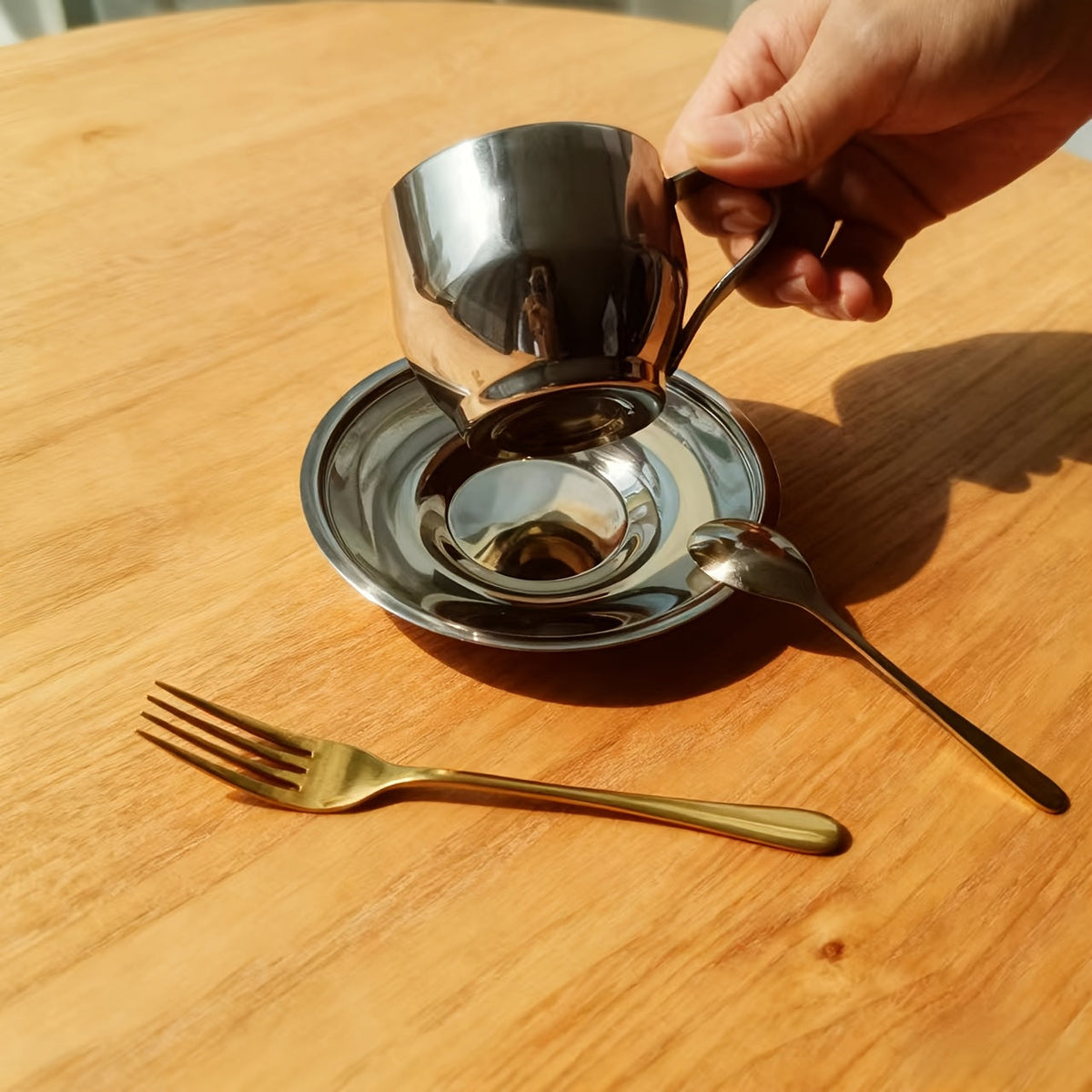 Conjunto de 3 Xícaras de Café em Aço Inoxidável 304 com Isolamento Duplo