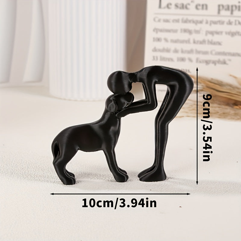 Escultura Minimalista de Amizade Humano e Cão