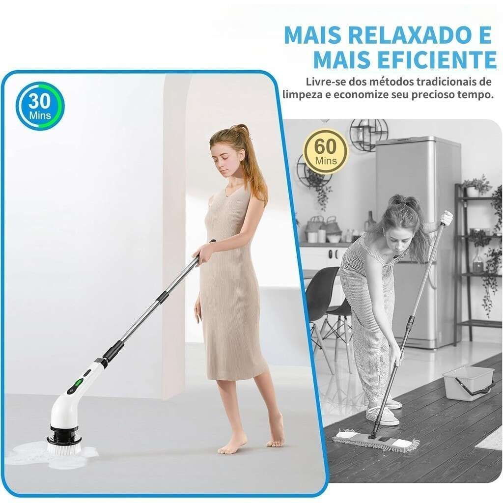 Escova Elétrica USB com Cabeças Intercambiáveis e Extensão