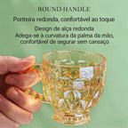 Conjunto de Xícaras Âmbar Luxo Cristal Dourado 260ml