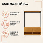 Closet Estilo Industrial Dallas 2 Gavetas e Suporte para Cabide