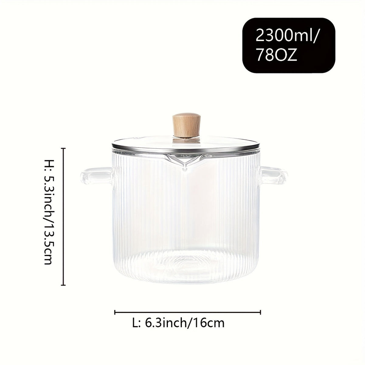 Panela de Vidro Transparente com Alças Duplas