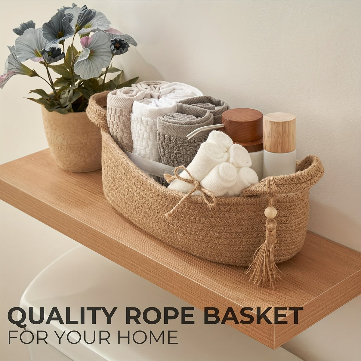 Cesta Decorativa Boho com Tassel para Papel Higiênico