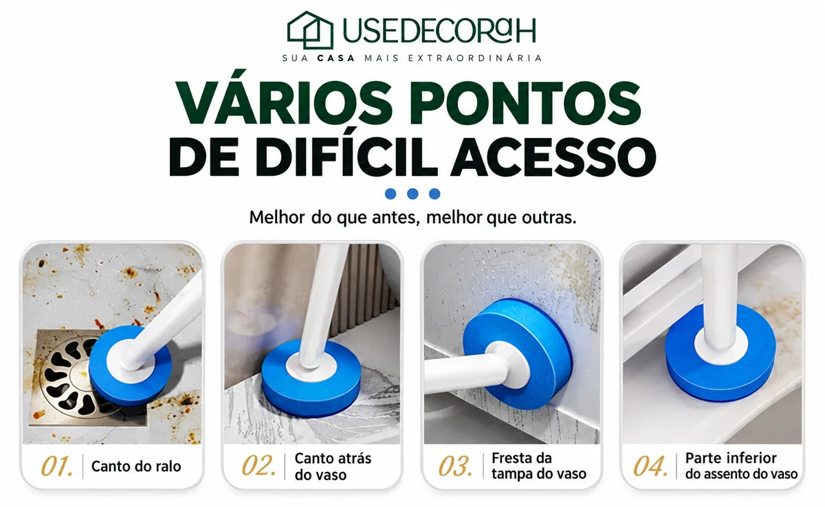 Escova Sanitária Descartável com Refis e Suporte de Parede