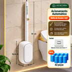 Escova Sanitária Descartável com Refis e Suporte de Parede
