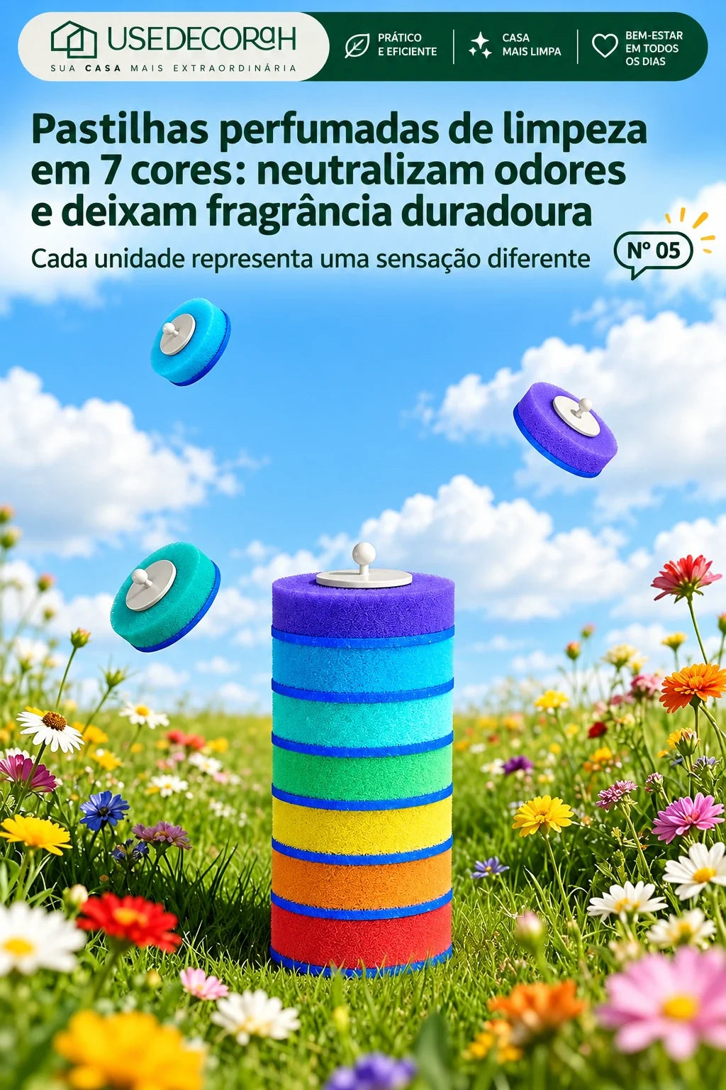 Escova Sanitária Descartável com Refis e Suporte de Parede