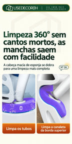Escova Sanitária Descartável com Refis e Suporte de Parede