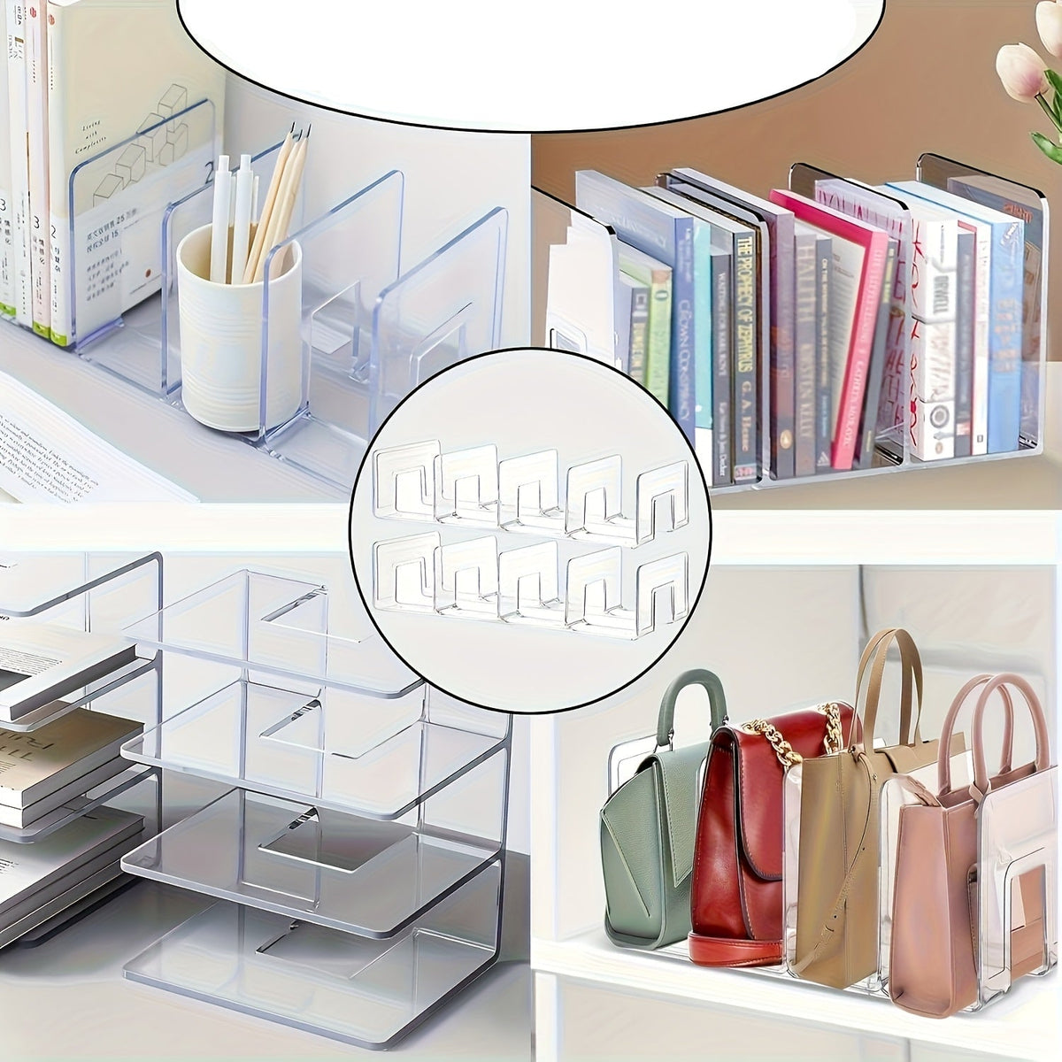Organizador Vertical Compacto com Compartimentos Transparentes